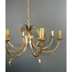 Lustre Ananas Métal Brossé et Doré, Goût Maison Charles, vers 1970 – Maison BARROIS