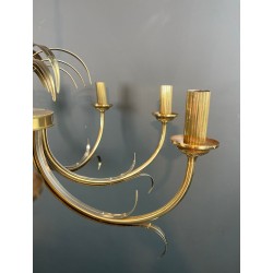 Lustre Ananas en Métal Brossé et Métal Doré dans le Goût de la Maison Charles