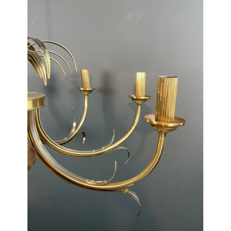 Lustre Ananas Métal Brossé et Doré, Goût Maison Charles, vers 1970 – Maison BARROIS