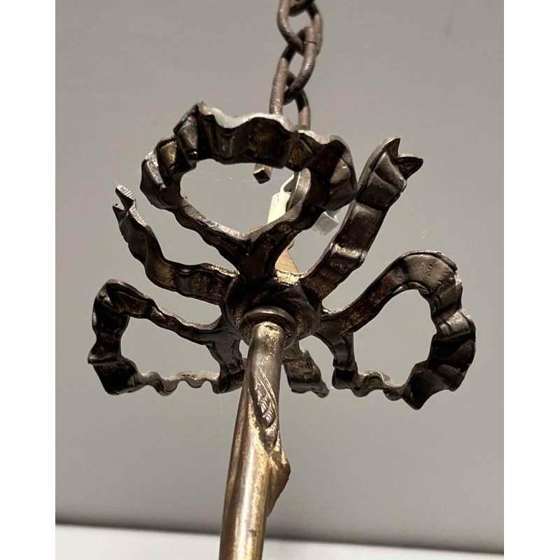 Lustre de Style Empire en Bronze à 3 Bras de Lumières Surmontées de Têtes d'Aigles. Travail Français. Vers 1900