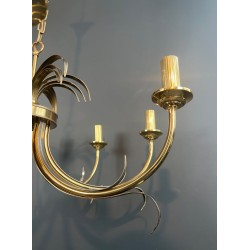 Lustre Ananas Métal Brossé et Doré, Goût Maison Charles, vers 1970 – Maison BARROIS