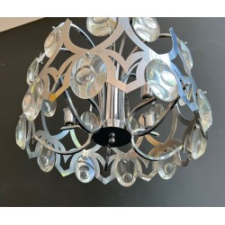 Chrome and Crystal Chandelier by Gaetano Sciolari, Italian Design, circa 1970 – Maison BARROIS