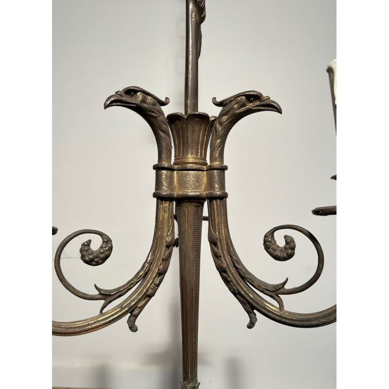 Three-Light Empire Bronze Chandelier with Eagle Heads, French Work, circa 1900 – Maison BARROIS