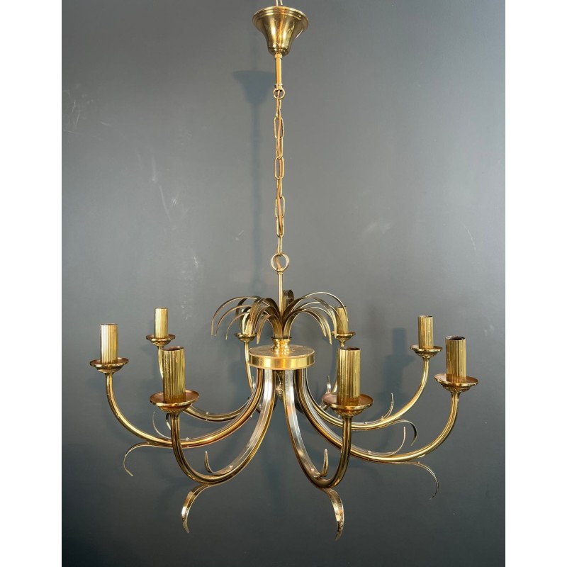 Pineapple Chandelier, Brushed & Gilt Metal, Manner of Maison Charles, circa 1970 – Maison BARROIS