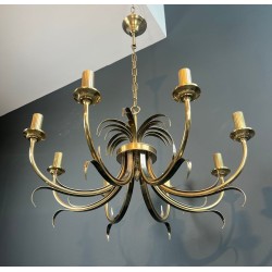 Lustre Ananas Métal Brossé et Doré, Goût Maison Charles, vers 1970 – Maison BARROIS