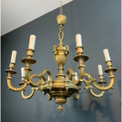 Eight-Light Louis XVI Bronze Chandelier by Lucien Gau, French Work, circa 1940 – Maison BARROIS