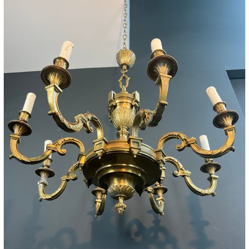 Eight-Light Louis XVI Bronze Chandelier by Lucien Gau, French Work, circa 1940 – Maison BARROIS