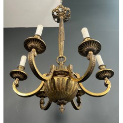 Six-Light Louis XVI Style Bronze Chandelier, French Work, circa 1900 – Maison BARROIS