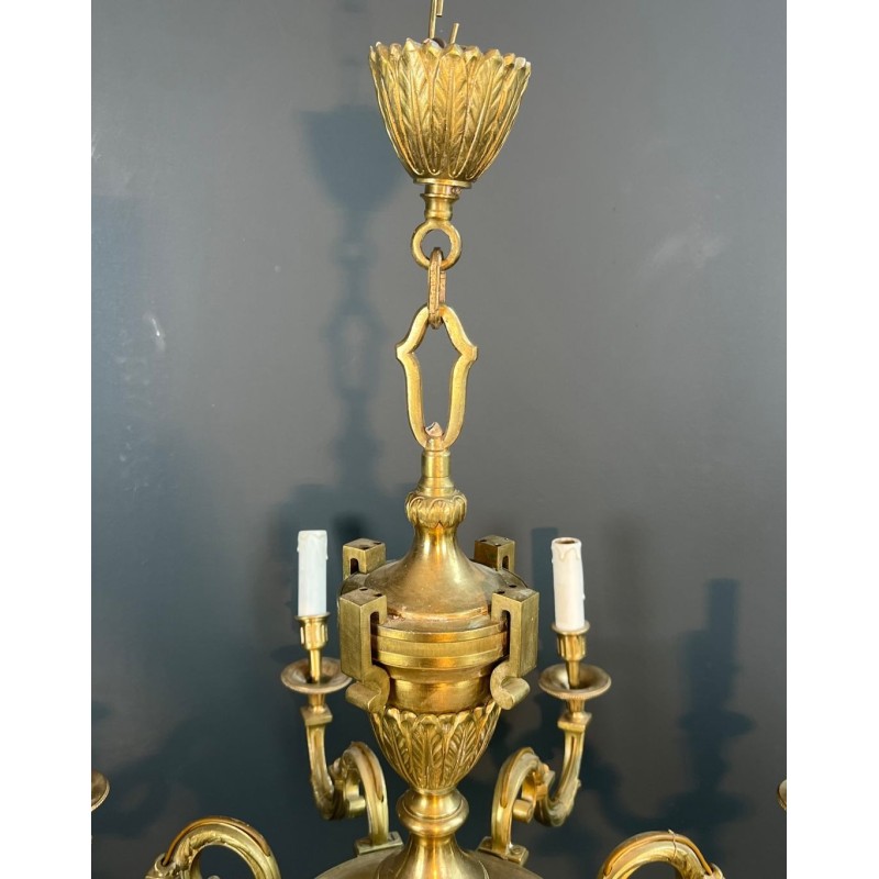 Eight-Light Louis XVI Bronze Chandelier by Lucien Gau, French Work, circa 1940 – Maison BARROIS
