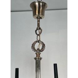 Neoclassical Silvered Metal Chandelier by Maison Charles, French Work, circa 1940 – Maison BARROIS