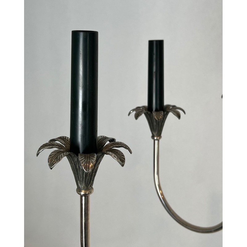 Neoclassical Silvered Metal Chandelier by Maison Charles, French Work, circa 1940 – Maison BARROIS