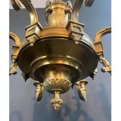 Eight-Light Louis XVI Bronze Chandelier by Lucien Gau, French Work, circa 1940 – Maison BARROIS