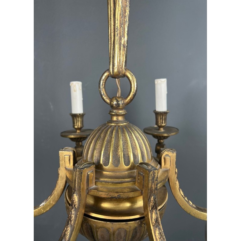 Lustre Bronze à 6 Bras de Style Louis XVI, Travail Français, vers 1900 – Maison BARROIS