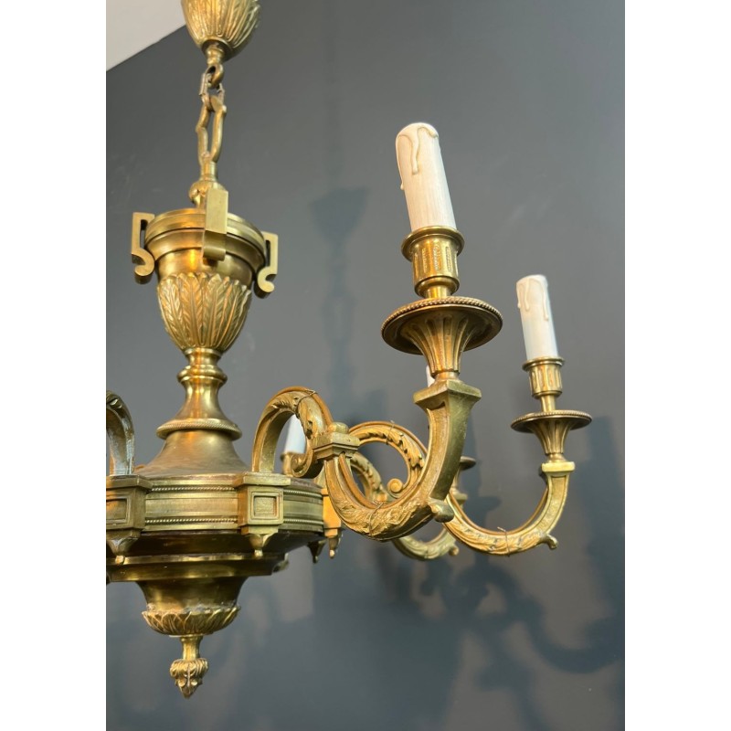 Eight-Light Louis XVI Bronze Chandelier by Lucien Gau, French Work, circa 1940 – Maison BARROIS