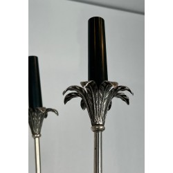 Lustre Néoclassique en Métal Argenté par Maison Charles, vers 1940 – Maison BARROIS