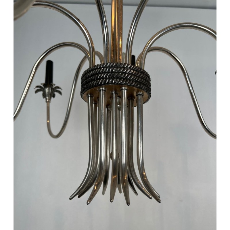 Lustre Néoclassique en Métal Argenté par Maison Charles, vers 1940 – Maison BARROIS