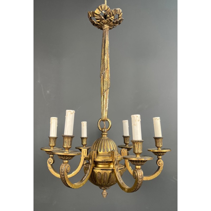 Six-Light Louis XVI Style Bronze Chandelier, French Work, circa 1900 – Maison BARROIS