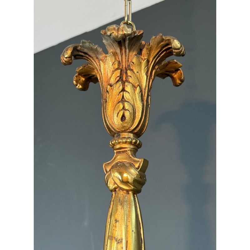 Lustre Bronze 6 Bras Style Louis XVI Néoclassique France circa 1900