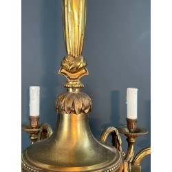 Bronze Chandelier 6 Arms Louis XVI Style Neoclassical France circa 1900