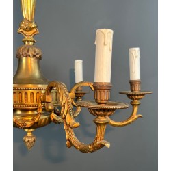 Bronze Chandelier 6 Arms Louis XVI Style Neoclassical France circa 1900