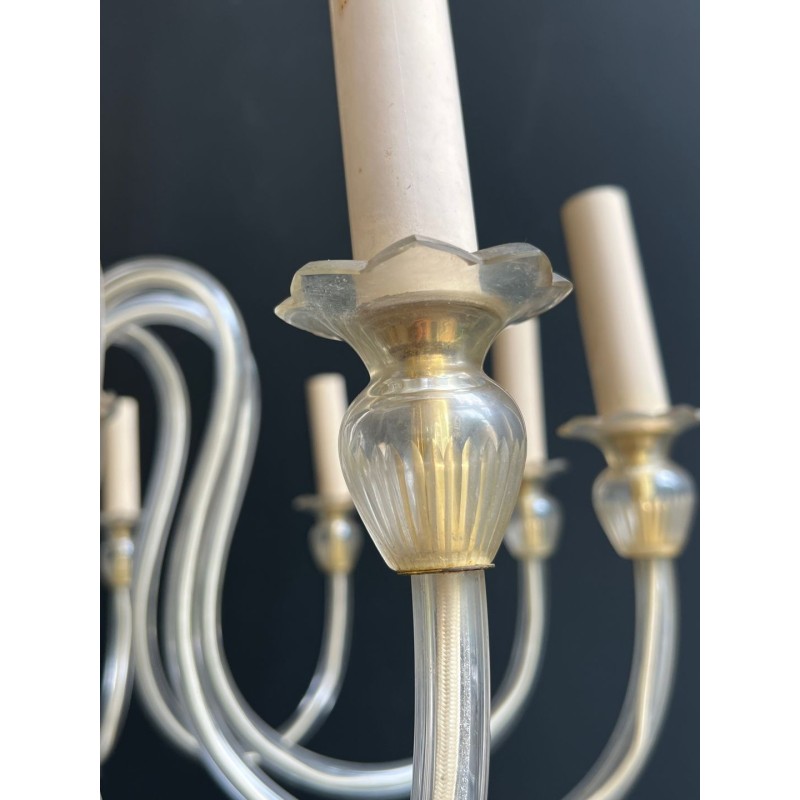 Lustre en Cristal de Murano à 10 Bras, Travail Italien, vers 1970 – Maison BARROIS