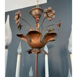 Important Lustre en Métal Doré à 2 Niveaux et 12 Bras de Lumière dans le Goût de la Maison Baguès