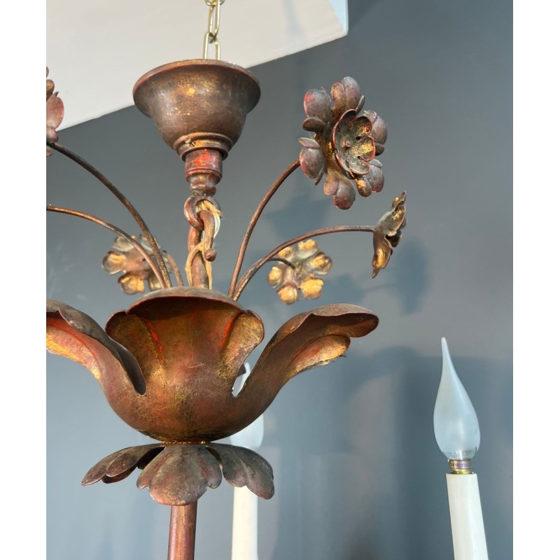 Lustre Métal Doré 2 Niveaux 12 Bras Goût Maison Baguès Art Déco France