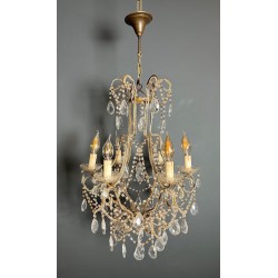 Lustre Perles Cristaux Italien Mid-Century Modern circa 1970