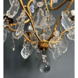 Crystal Bronze Chandelier 6 Arms Louis XV Rococo Style France circa 1900