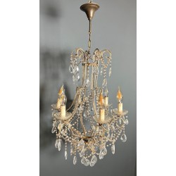 Lustre Perles Cristaux Italien Mid-Century Modern circa 1970