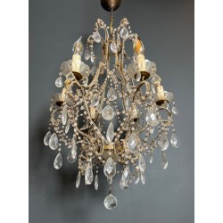 Lustre Perles Cristaux Italien Mid-Century Modern circa 1970