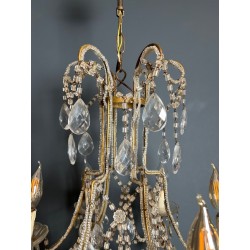 Italian Beaded Crystal Chandelier Mid-Century Modern circa 1970