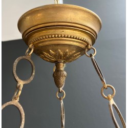 Empire Bronze Chandelier 6 Arms Eagle Heads Flame French circa 1900