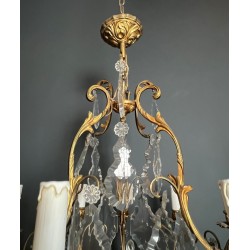 Crystal Bronze Chandelier 8 Arms Louis XV Rococo Style France circa 1900