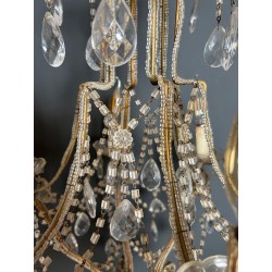 Italian Beaded Crystal Chandelier Mid-Century Modern circa 1970