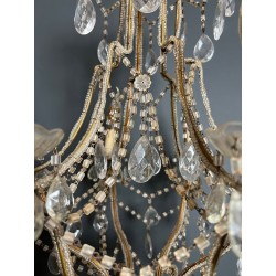 Italian Beaded Crystal Chandelier Mid-Century Modern circa 1970