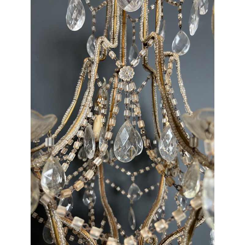 Lustre Perles Cristaux Italien Mid-Century Modern circa 1970