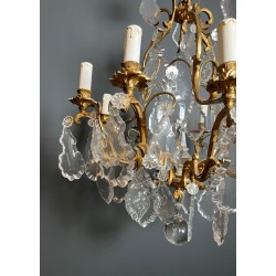 Crystal Bronze Chandelier 8 Arms Louis XV Rococo Style France circa 1900
