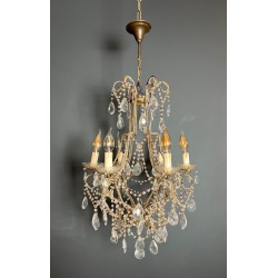 Lustre Perles Cristaux Italien Mid-Century Modern circa 1970