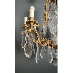 Crystal Bronze Chandelier 8 Arms Louis XV Rococo Style France circa 1900