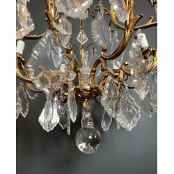 Crystal Bronze Chandelier 8 Arms Louis XV Rococo Style France circa 1900