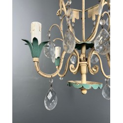 Patinated Metal Crystal Montgolfière Chandelier Art Déco France circa 1940
