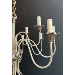 Silvered Metal Chandelier 8 Arms Neoclassical Maison Charles France circa 1940