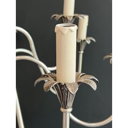 Silvered Metal Chandelier 8 Arms Neoclassical Maison Charles France circa 1940