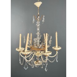 Lustre Art Déco Tôle Laquée Cristaux Étoilés Maison Baguès circa 1940 | Maison BARROIS