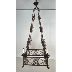 Wrought Iron Chandelier 8 Arms Gothic Revival French circa 1910 | Maison BARROIS