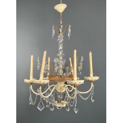 Lustre Art Déco Tôle Laquée Cristaux Étoilés Maison Baguès circa 1940 | Maison BARROIS