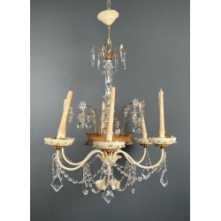 Lustre Art Déco Tôle Laquée Cristaux Étoilés Maison Baguès circa 1940 | Maison BARROIS