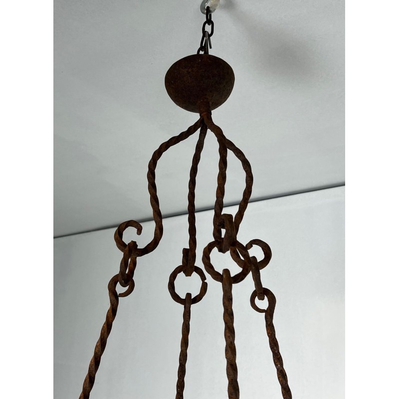 Lustre Fer Forgé 8 Bras Style Gothique Travail Français circa 1910 | Maison BARROIS