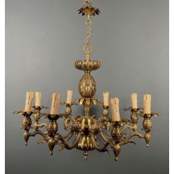 Bronze Pineapple Chandelier 8 Arms Mid-Century French circa 1970 | Maison BARROIS